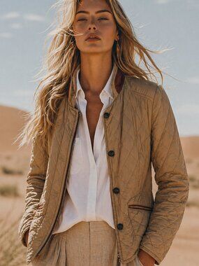 Massimo Dutti quilted spring jacket, with leather look trim